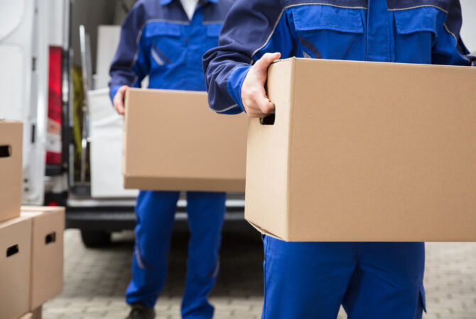 Professional movers in uniform
